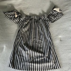 Milly Striped Off-the-shoulder Cotton Shift Dress